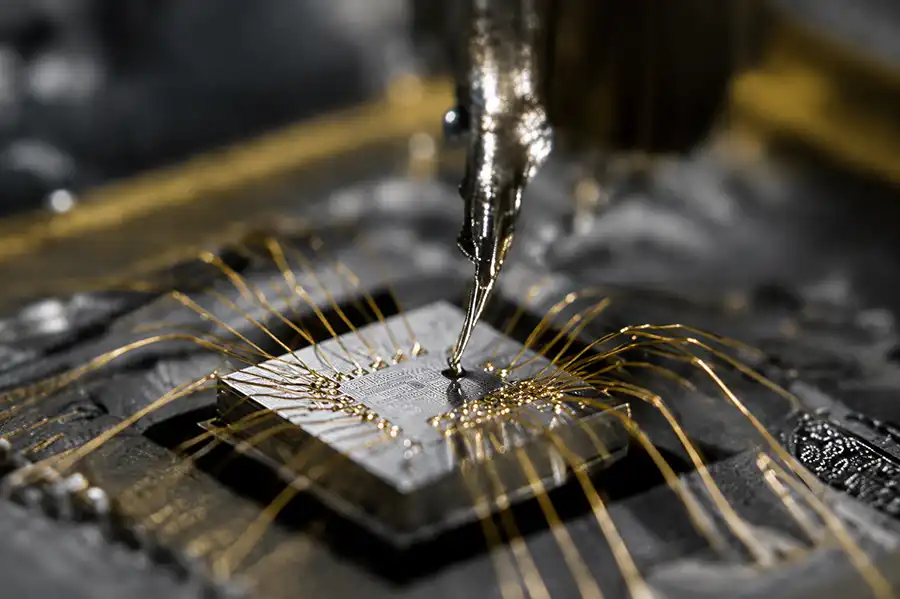 Wire Bonding Process Closeup